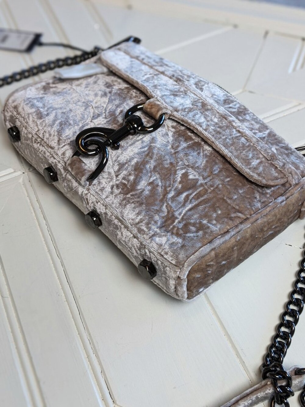 REBECCA MINKOFF Velvet Mini MAC Crossbody Clutch Putty NWT - Picture 2 of 13